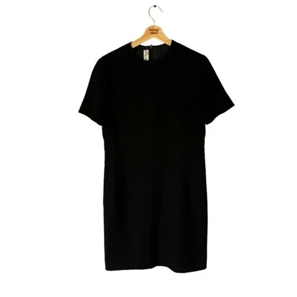 Ilie Wacs Vintage 1960s Classic Simple Black Short Sleeve Dress SIZE 6 - Picture 1 of 11